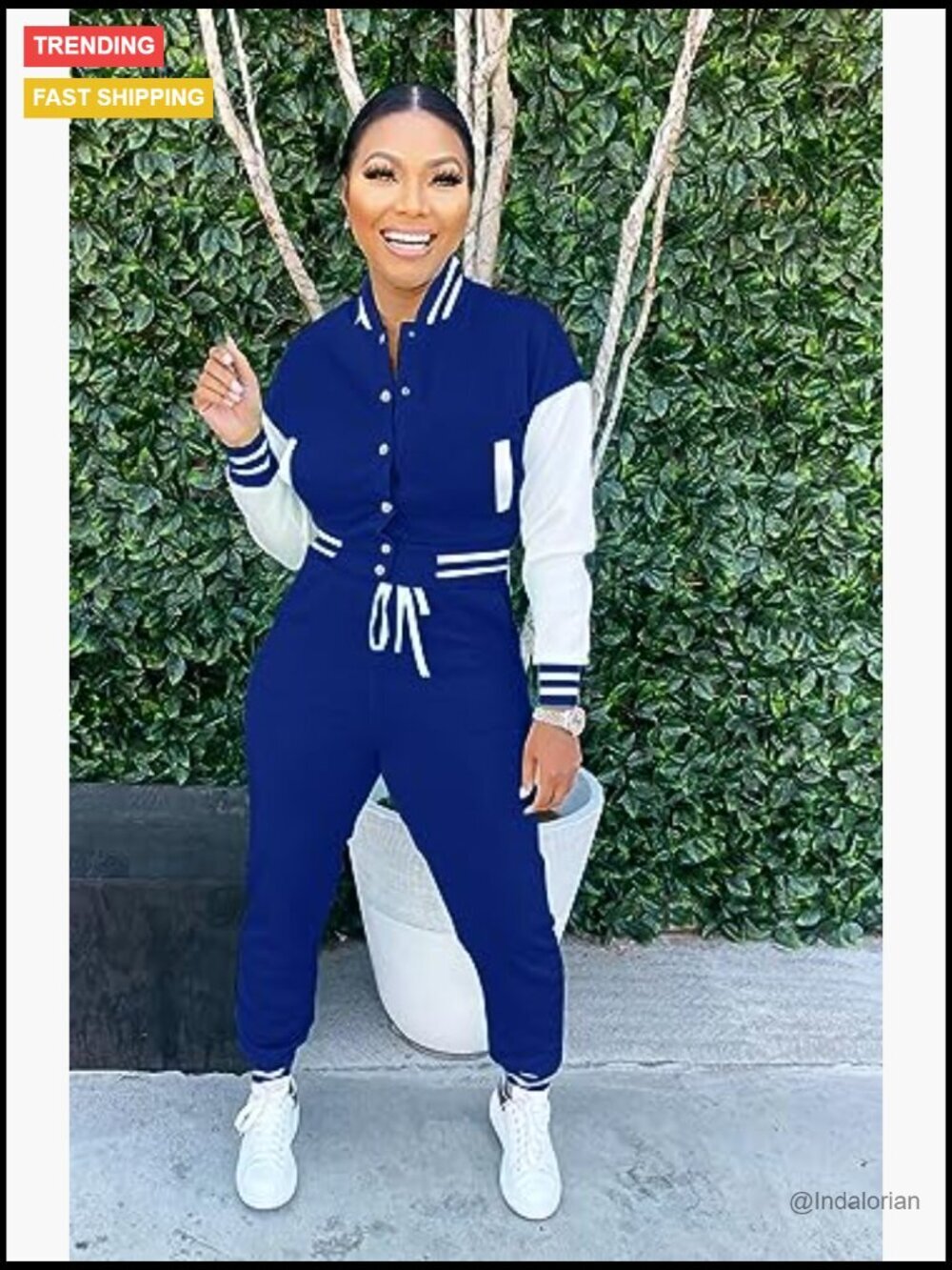 Polyester Two Piece Tracksuit Varsity Jacket Jogger Set - Picture 5 of 7
